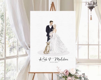 Wedding Welcome Sign or Guestbook Alternative, Wedding Sign, Guestbook Sign, Illustrated Portrait, Wedding Portrait, Portrait Guestbook