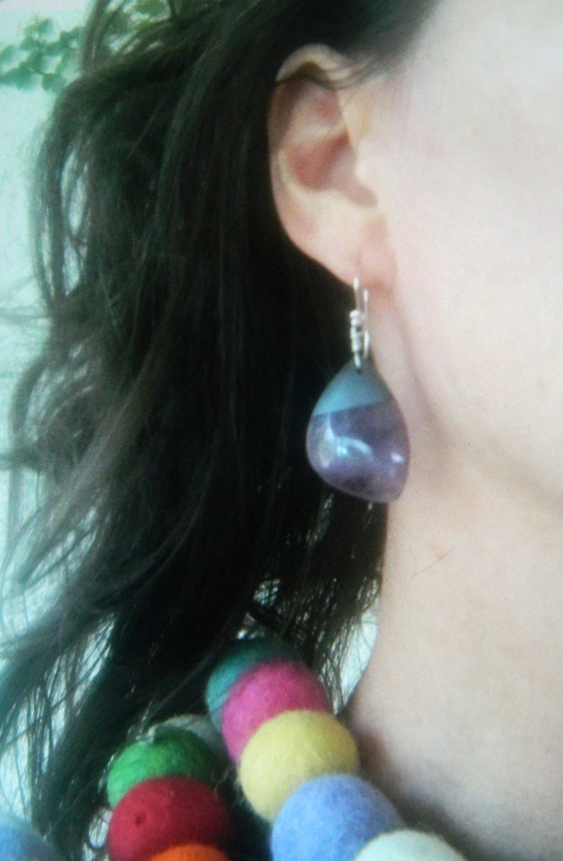 Amethyst Dangles Purple Stones Hematite Earrings Purple Earrings Purple Stone Earrings Amethyst Earrings Gray Stones Lavender Stones
