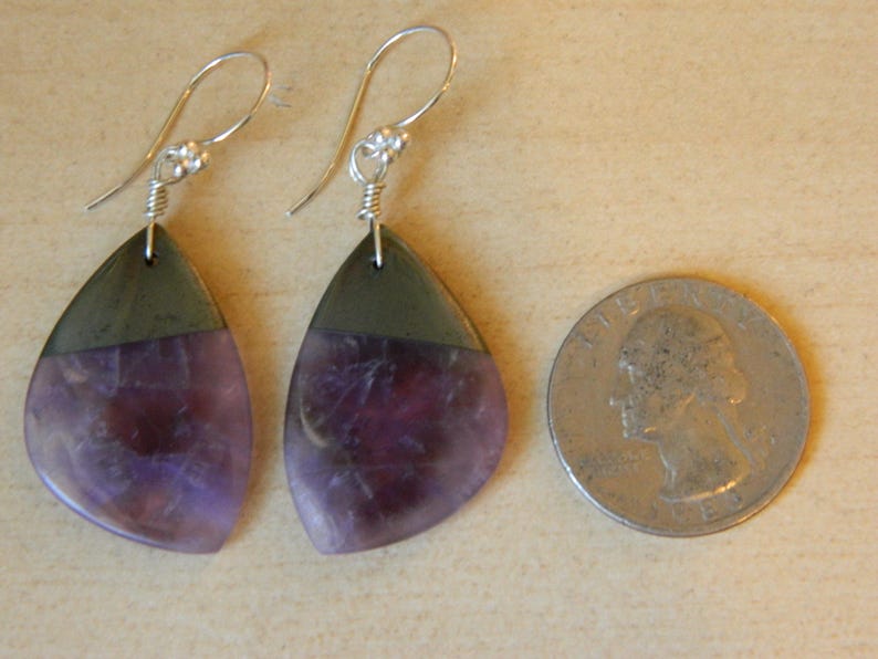 Amethyst Dangles Purple Stones Hematite Earrings Purple Earrings Purple Stone Earrings Amethyst Earrings Gray Stones Lavender Stones
