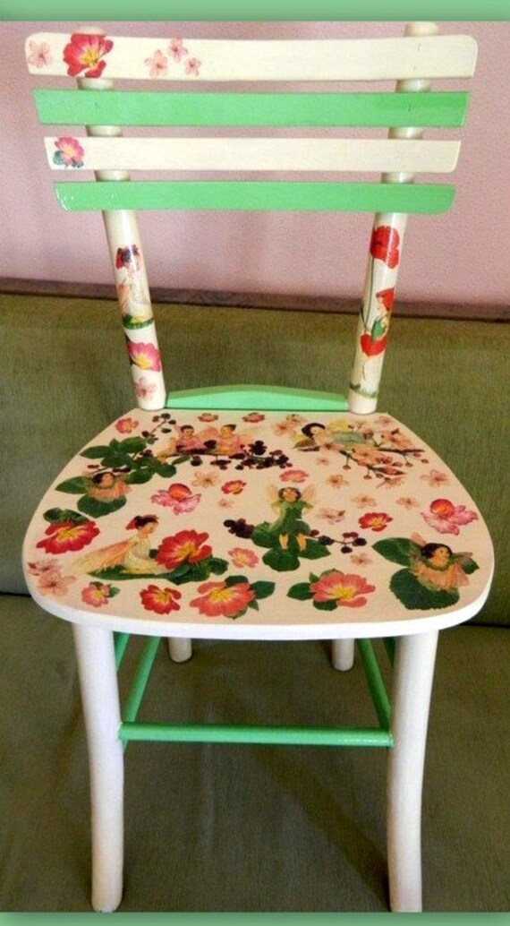 Items similar to Hand painted and decoupage decorated Chair on Etsy