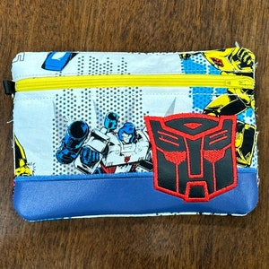 Brave Transforming Robot  Zipper bag, 5x7, ITH Machine Embroidery: Zipper Pouch, Fully Lined