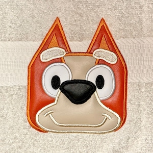 Orange,Red  Sister  heeler pup hooded towel design 4x4 and 5x7,orange heeler applique design, orange australian pup