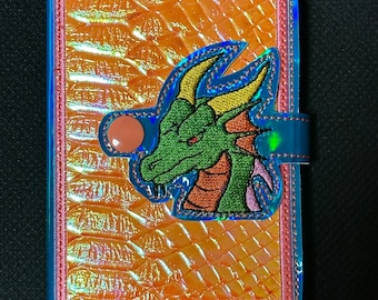 Dragon Mini Notebook Snap Cover Embroidery Design | ITH Composition Book Sleeve | 5x7 and 6x11 Hoop Pattern | Digital Download File