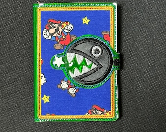 Chompman Mini Composition Book Snap Cover ITH | Retro Gaming Machine Embroidery Design | 5x7 & 6x11 In The Hoop Notebook Sleeve