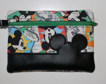 Mouse Ears 5x7 and 4x4 - ITH Machine Embroidery:Fully Lined Zipper Pouch