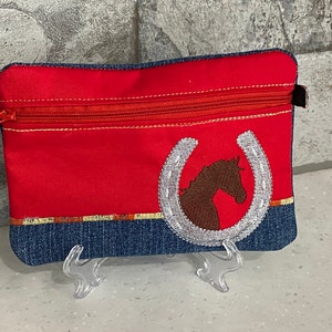 Paarden- en hoefijzerritstas, 5x7, 6x8, 8x10 ITH Machine Borduurwerk: Ritszakje