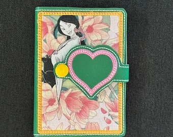 Heart Mini Notebook Snap Cover Embroidery Design | ITH Sweetheart Composition Book Sleeve | 5x7 and 6x11 Hoop Pattern | Digital Download