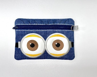 Yellow henchman, 5x7 ITH Machine Embroidery Design: Zipper Pouch, Fully Lined, pill shaped creature