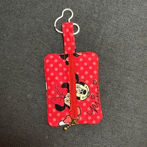 Clip para mochila con cremallera de 3 x 4, llavero, bordado a máquina ITH: llavero con bolsa con cremallera, completamente forrado