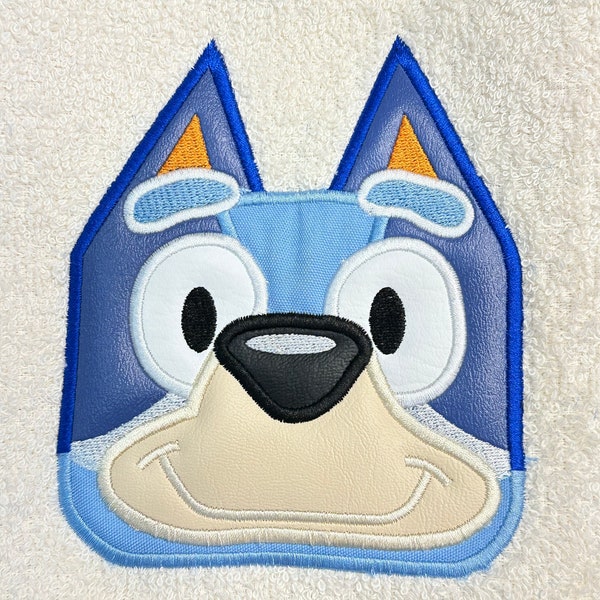 Blue Girl heeler pup hooded towel design4x4 & 5x7, Blue heeler applique design, Blue australian pup