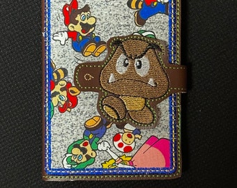 Retro Mushroom Enemy Mini Notebook Snap Cover Embroidery Design | ITH Video Game Composition Book Sleeve | Digital Download