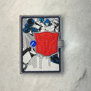 Robot Face  Mini Composition Book, applique Snap Cover for 5x7 hoop required