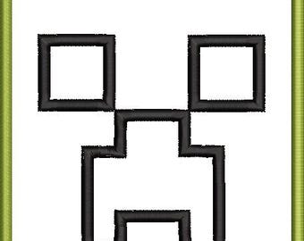 Video Game Inspired Creepy Green Pixel Creature Peeker (5x7 Hoop) (Digital Download)