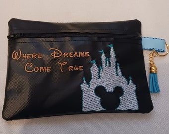 Magical Castle Zipper Pouch In the Hoop | Theme Park Vacation Lined Bag | ITH Pattern for Machine Embroidery | 5x7 | 6x8 | 8x10 Design