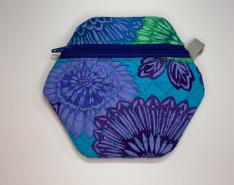 Quilted Hexagon Zipper Pouch In the Hoop | Geometric Hexi Lined Bag ITH Pattern for Machine Embroidery | Multi Size Cosmetic Clutch