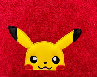 Cartoon Hooded Towel Applique Design: Pika Peeker (5x7, 6x7) (Digital Download)