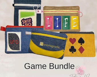 ITH Card Game Inspired Zipper Pouch Embroidery Bundle, 6 Designs, Playing Cards, Game Night, 5x7 Machine Embroidery Files