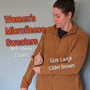 IV infusion-friendly Women's Large Microfleece sweater with sleeve zippers