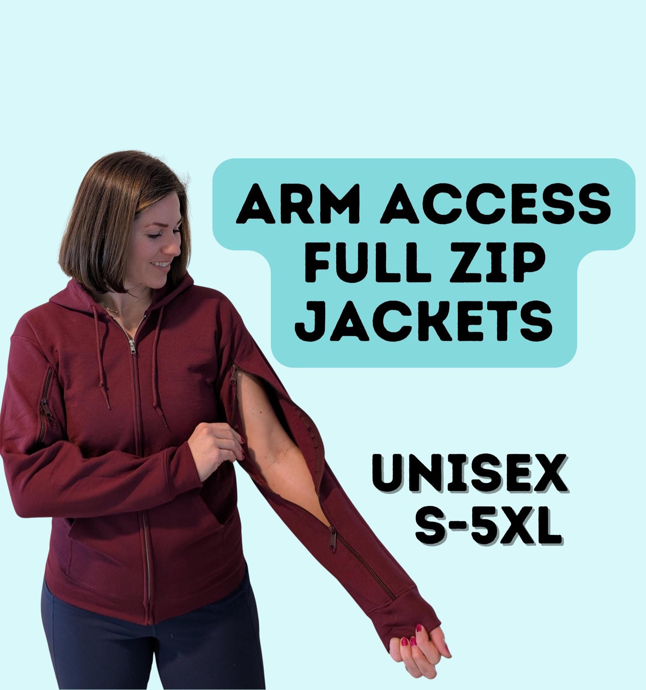 IV Infusion Full Zip Hoodie: Adaptive Arm Access Hooded Zip