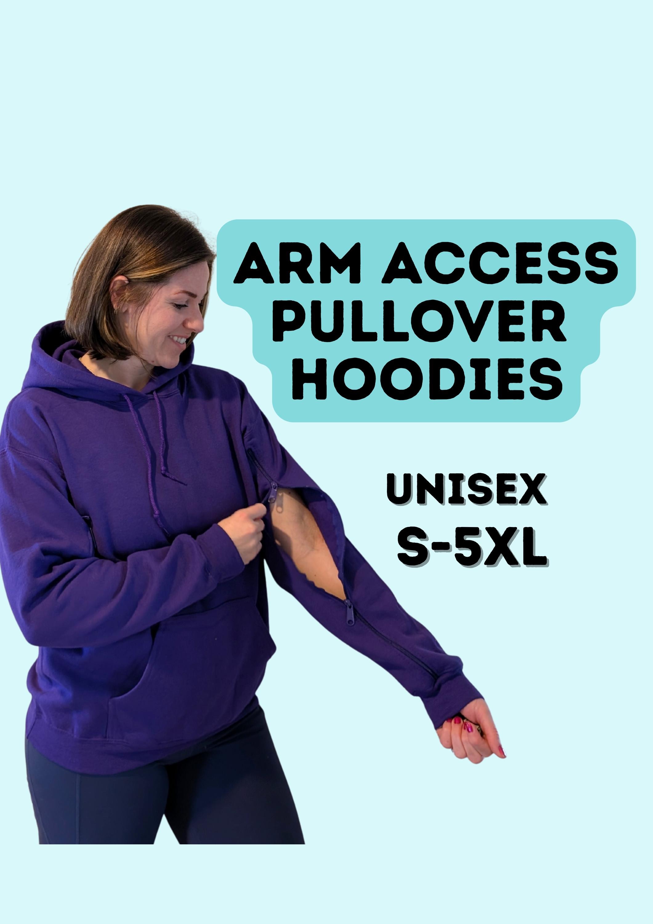 Adaptive Pullover Hoodies: IV, PICC Line Access, Zippered Sleeves