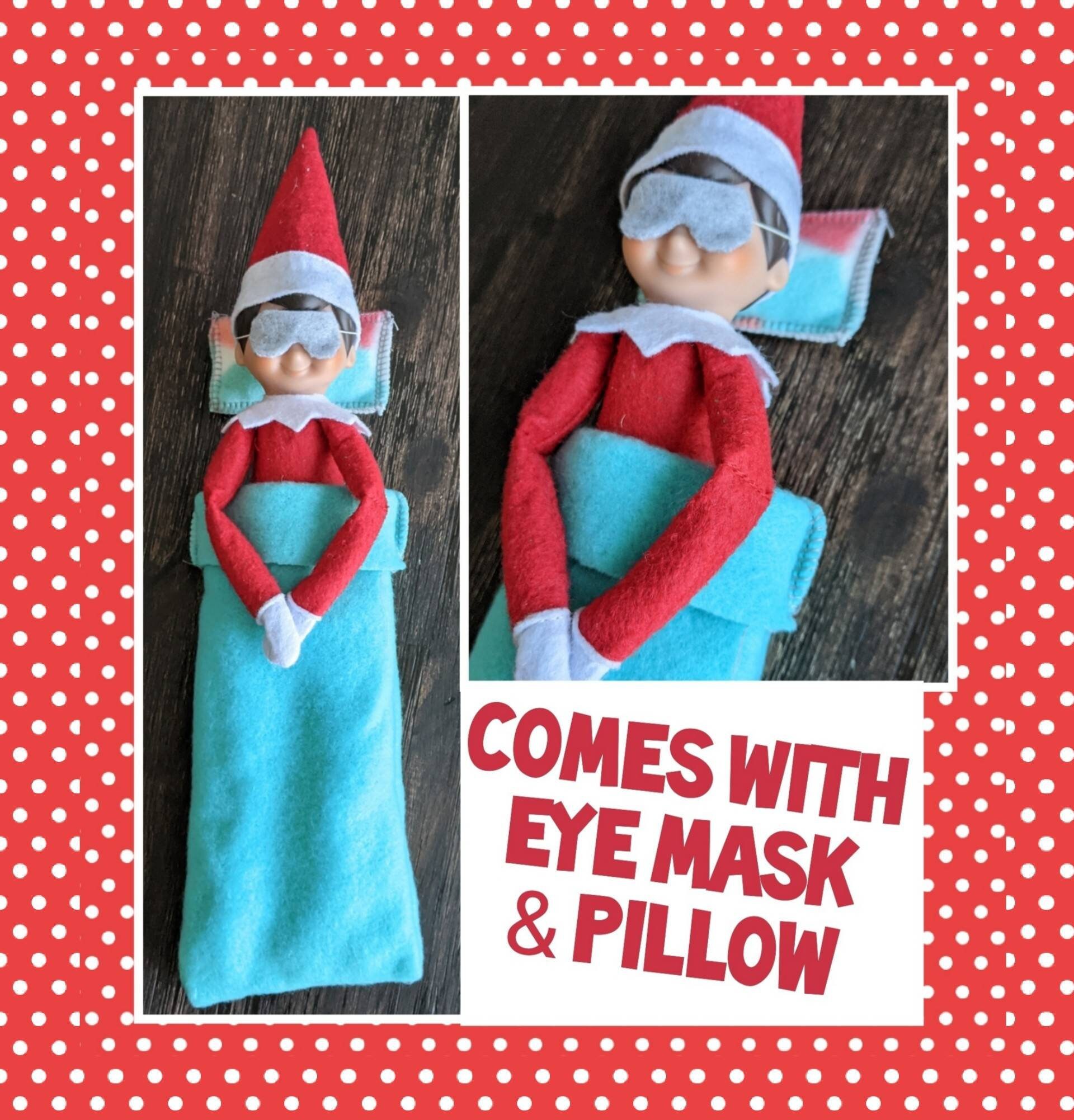Elf on the Shelf Sleeping bag and eye mask sets color Etsy