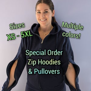 Special Order! IV & chemo-friendly Hoodies and Zip hoodies with zippered sleeves (+ chest port options) unisex XS- 5XL Multiple Colors!