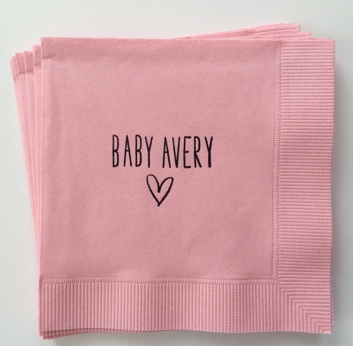 Custom Baby NapkinName And Heart Napkin Baby Shower Etsy