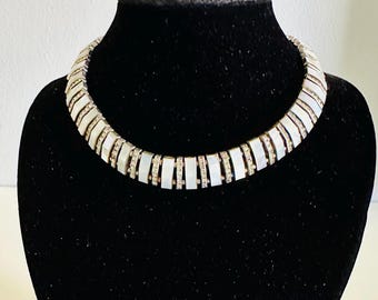 Gargantilha vintage ketting Esha Randel parelmoer rinestone art déco periode