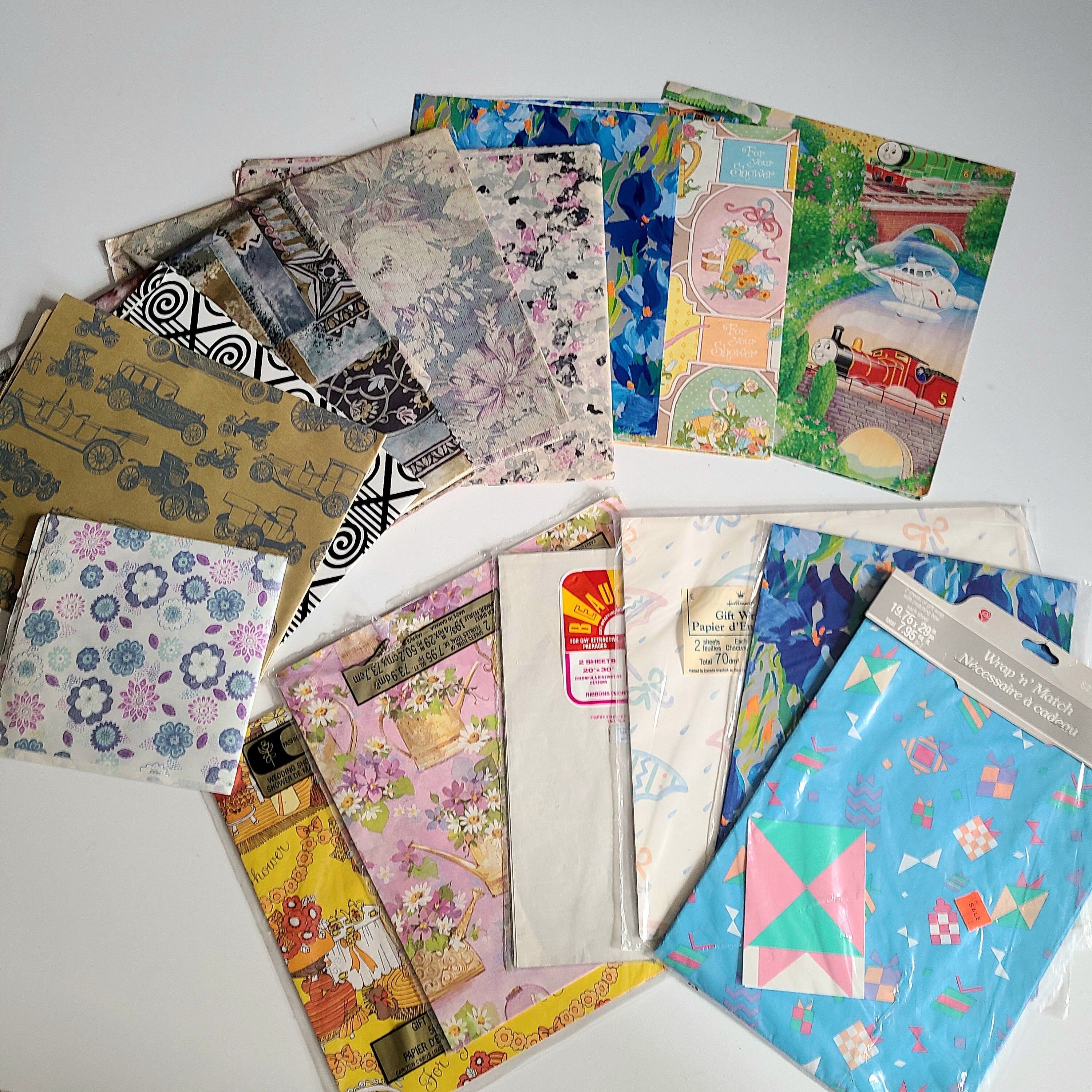 Papier Cadeau Tissu Vintage Années 90 – Motif Fleur Barbie – Rare Neuf + étiquettes