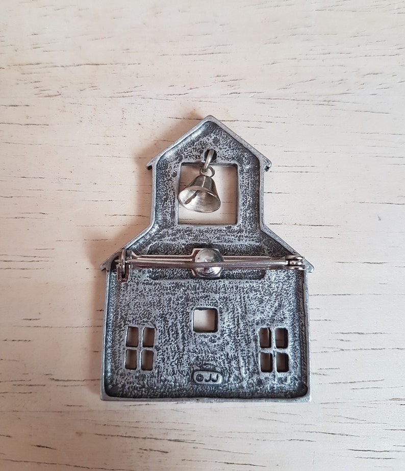 Silver Tone JJ Large Brooch. JJ School Brooch