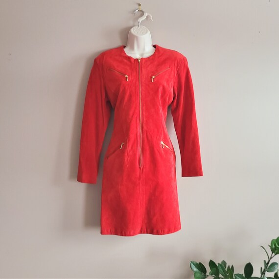 Vintage Bagatelle Suede Red Dress With Gold Zippers. - Etsy