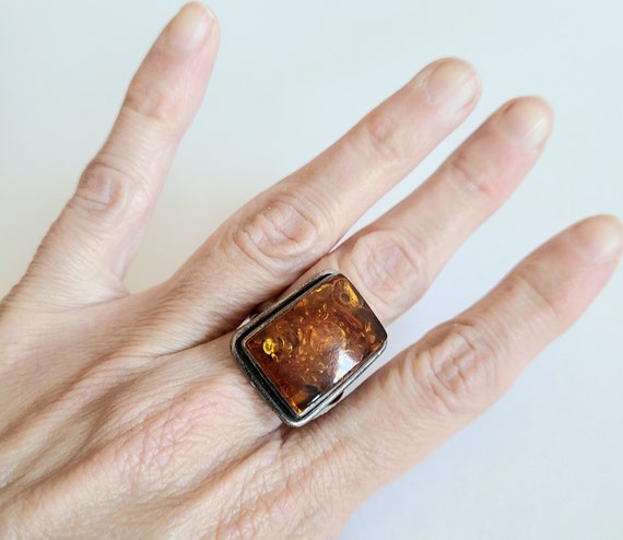Large sterling silver ring with large rectangular… - image 4