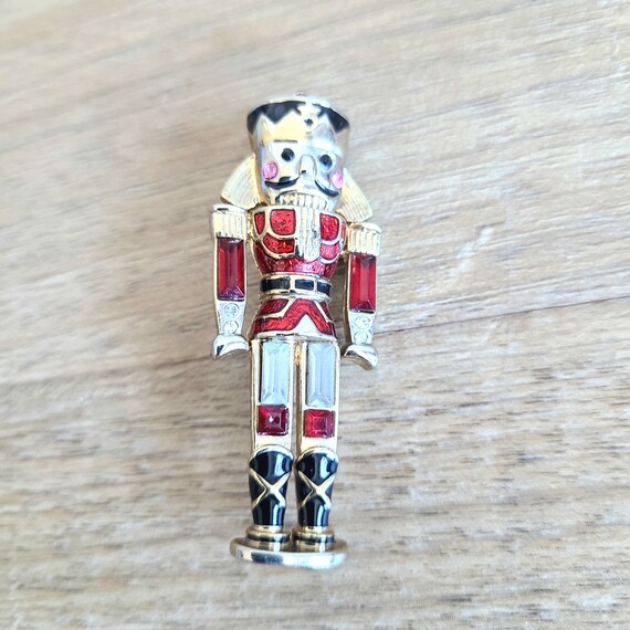 Monet signed Nutcracker gold tone enamel brooch w… - image 1