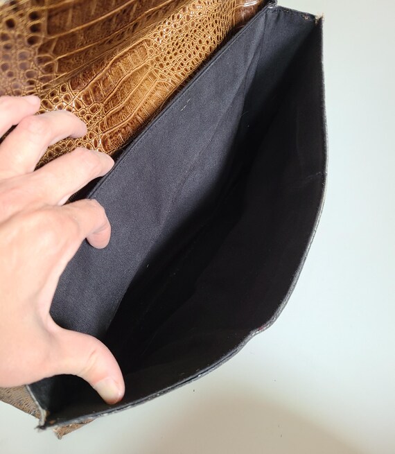 Vintage women's patchwork crocodile pattern leath… - image 6