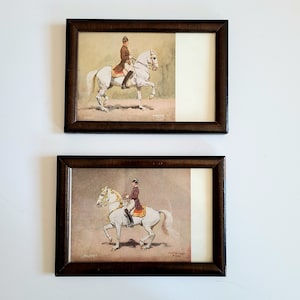 2 cartes postales encadrées anciennes. Alexander Pock ''Piaffe''. Cadeau pour les amateurs de chevaux. Art encadré. Décoration d'intérieur. Petites reproductions de peintures.