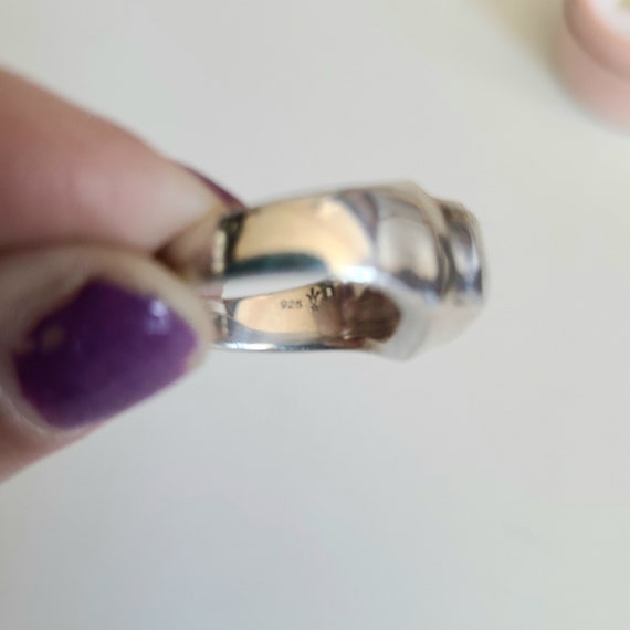 Sterling silver ring with rectangular Mother of P… - image 8