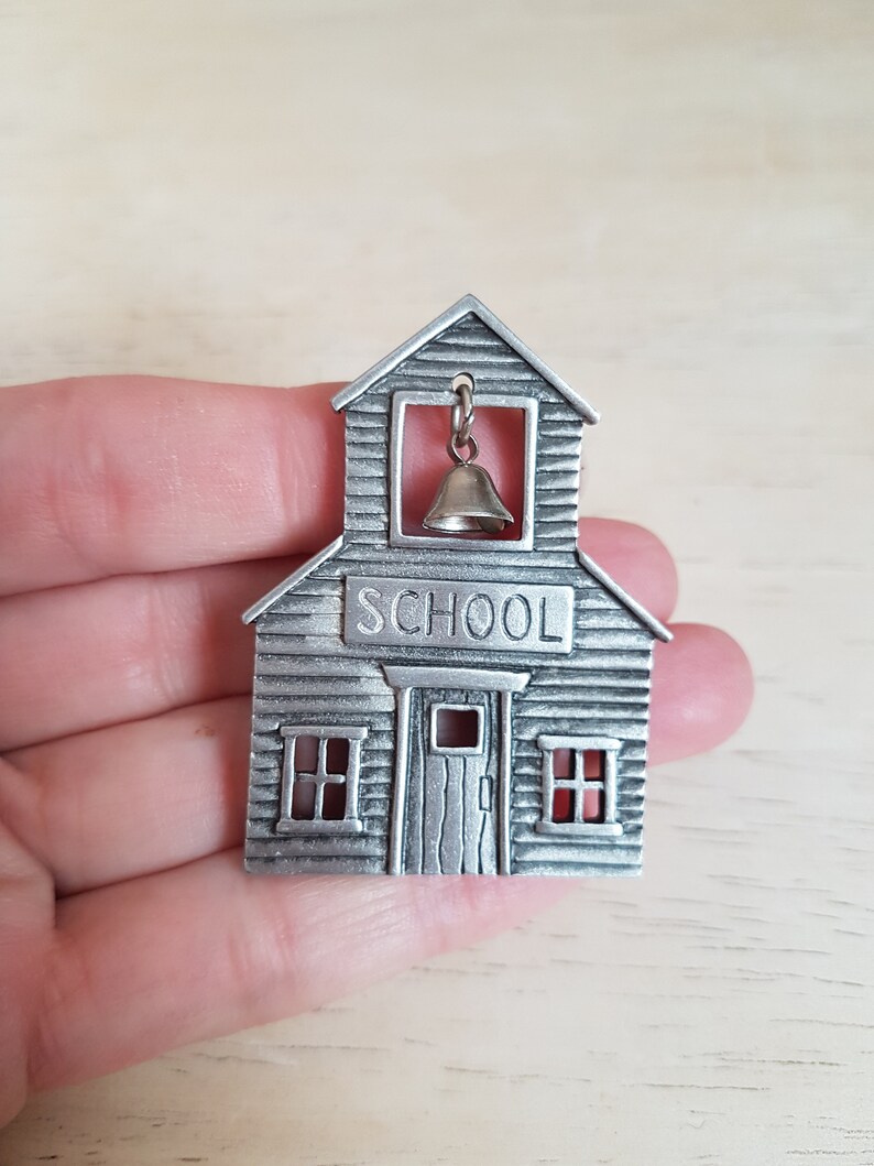 Silver Tone JJ Large Brooch. JJ School Brooch