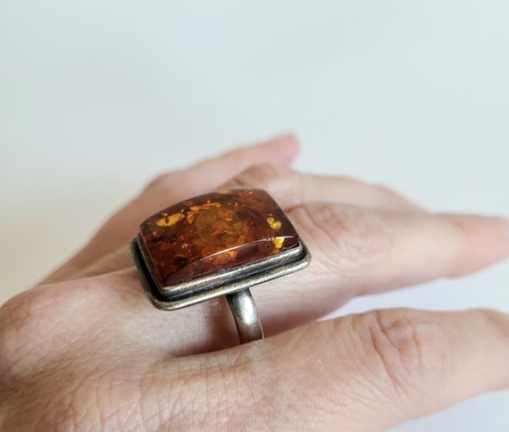 Large sterling silver ring with large rectangular… - image 3