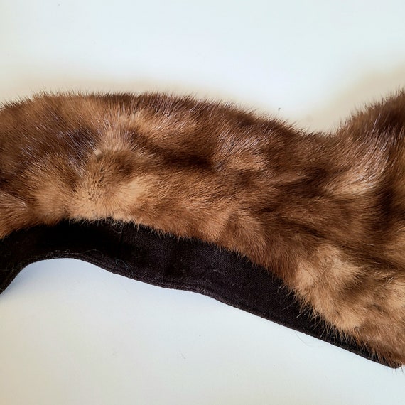 Vintage golden brown real fur mink collar. - image 7