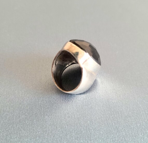 Large oversized sterling silver ring with oval bl… - image 5