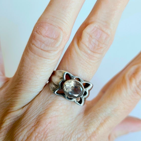 Sterling silver ring with Smokey Quartz or Topaz … - image 3