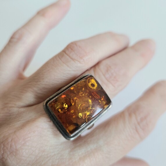 Large sterling silver ring with large rectangular… - image 2