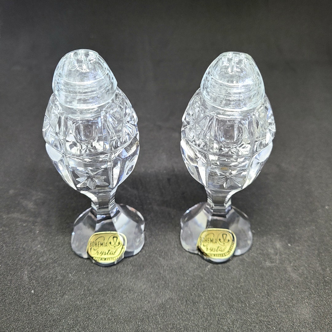 Bohemia Crystal Made in Czechoslovakia Salt & Pepper Shakers. Vintage ...