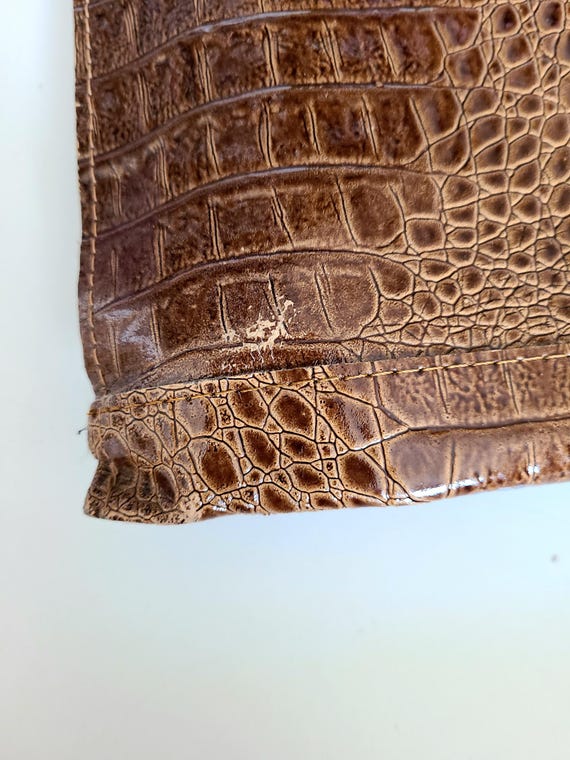 Vintage women's patchwork crocodile pattern leath… - image 4