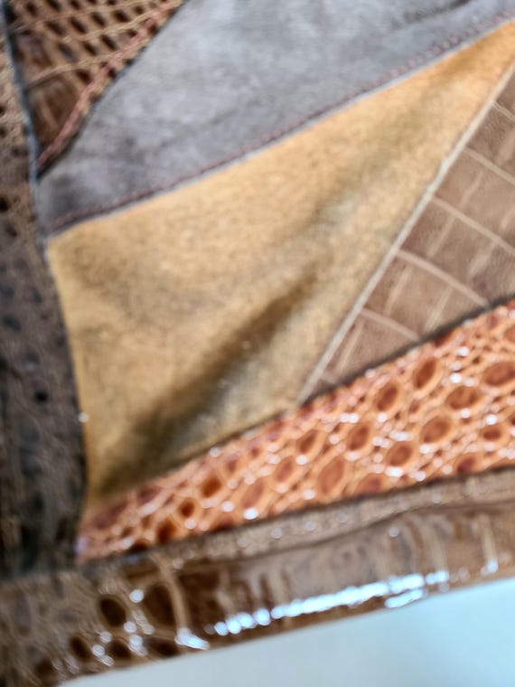 Vintage women's patchwork crocodile pattern leath… - image 10