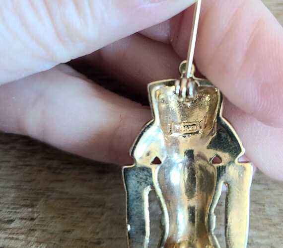 Monet signed Nutcracker gold tone enamel brooch w… - image 6