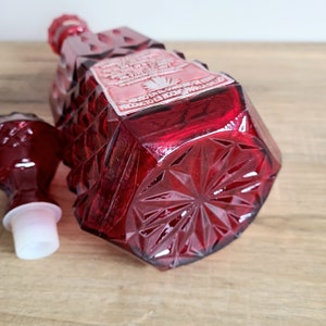 Vintage Don Tadeo red diamond glass Tequila empty bottle with stopper. image 10