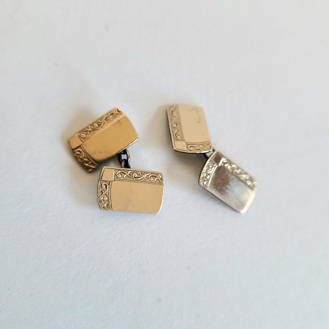 Boutons De Manchette Vintage 1910-1930 - Ton Or - Occasion Bon état