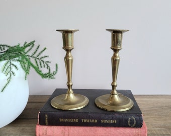 Set of 2 Vintage Brass Candleholders. Home Decor. Holiday Decor.