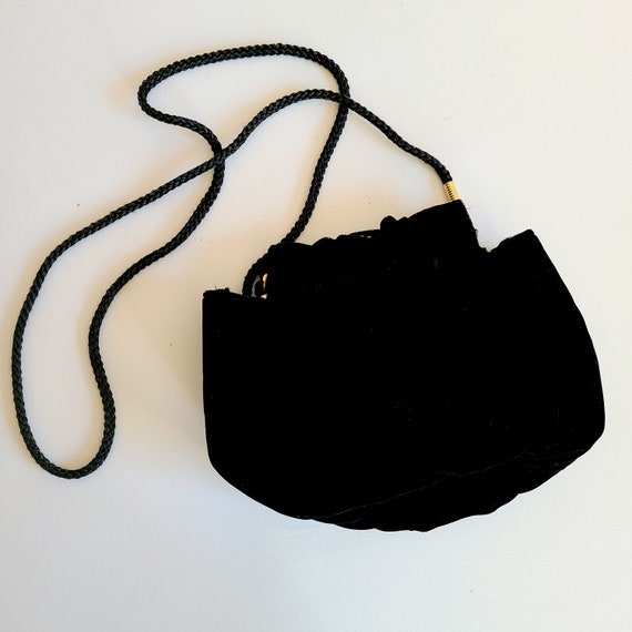 Vintage black velvet Fiona Toronto bag with gold … - image 8